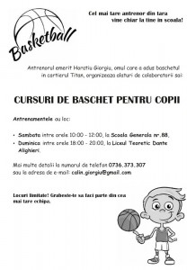 afis scoala de baschet pentru copii in sectorul 3