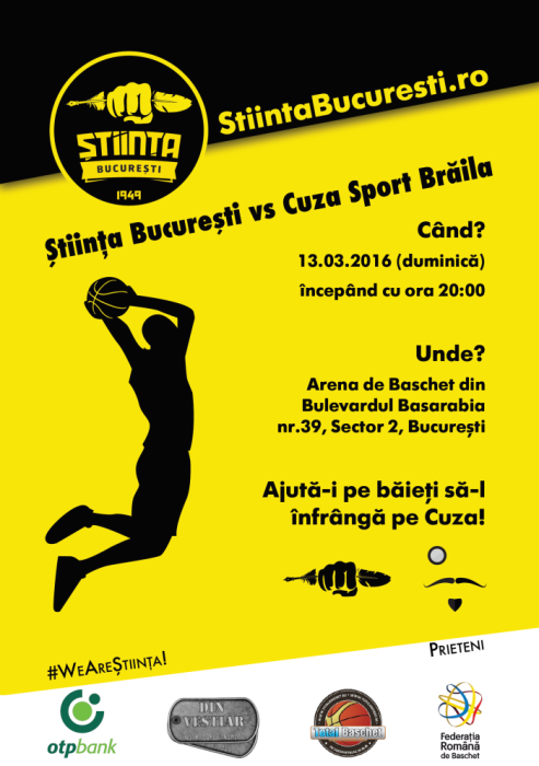 Afis meci Stiinta Bucuresti vs. Cuza Sport Braila